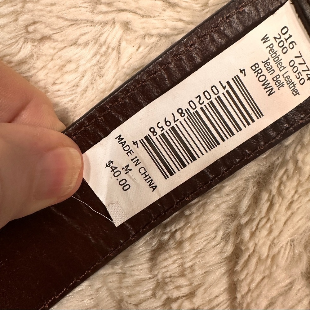 Eddie Bauer Mens Brown Genuine Leather Brass Buckle Belt Size M - Picture 7 of 8